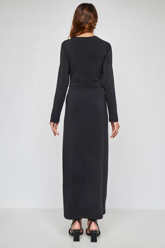 Black Long Length Flared Fit And Flare Gown, Black, image 5